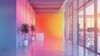 Gradient sunset hues blending seamlessly in a modern office wall mockup