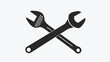 Simple Wrench and screwdriver or tools solid black icon