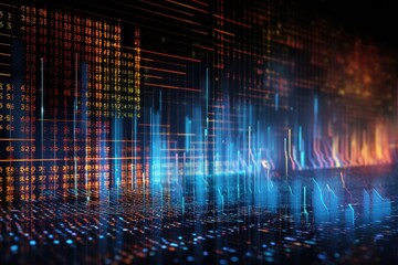 Poster - Background with holographic floating data and software coding, circuit board with the word data, Ai generated