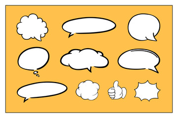 Poster - Vector Comics Elements Shapes Objects Forms Speech Bubbles Clouds Motion