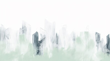 Urban Landscape In Graphic Style On A White Background, High-rise Buildings In Sketch Technique