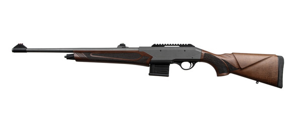 Wall Mural - Semi-automatic rifled carbine. Hunting rifle with a wooden butt. Isolate on a white back