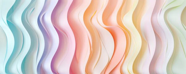 Poster - abstract paper background waves from strips of paper in rainbow colors