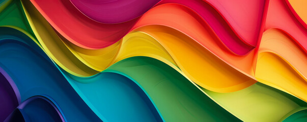 Poster - abstract paper wave background in rainbow colors