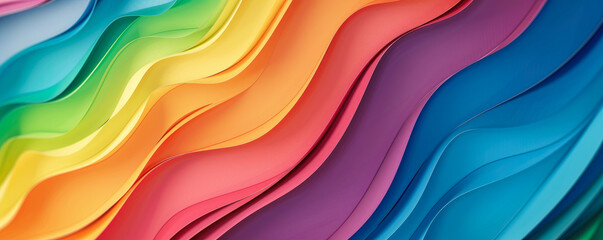 Poster - abstract paper wave background in rainbow colors