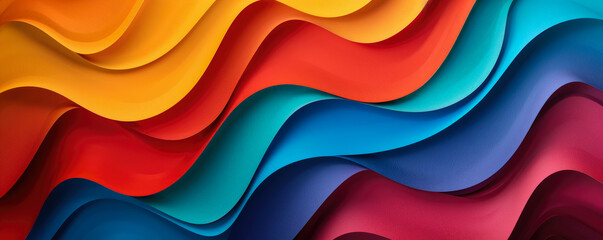 Poster - abstract paper wave background in rainbow colors