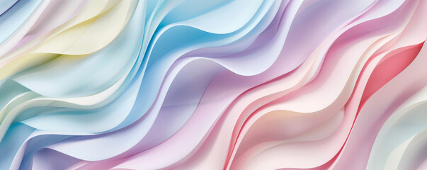 Poster - abstract paper background waves from strips of paper in rainbow colors