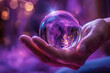 Mystical Orb of Light and Sparkles Held Gently in Palm Banner