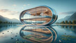 Futuristic Eco-Friendly Architecture by Serene Lake at Dawn