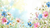 Fototapeta Kwiaty - Spring Floral Corner Background