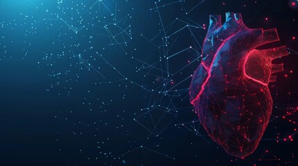 Aufkleber - World heart day concept. Low poly style design. Abstract blue geometric background. Wireframe light connection structure. Modern blue 3D graphic. .