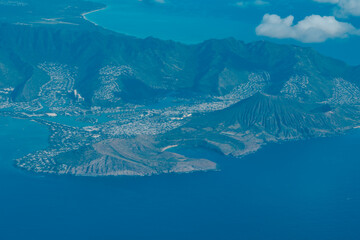  Hawaii Kai、 Hanauma Bay、Koko Head. Makapuu. Aerial photography of Honolulu to Kahului from the plane.	
