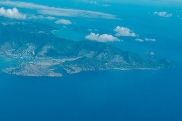 Naklejka na meble Hawaii Kai、 Hanauma Bay、Koko Head. Makapuu. Aerial photography of Honolulu to Kahului from the plane.	