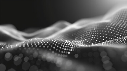 Wave of dots and weave lines. Abstract background. Network connection structure.