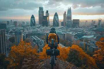 activity go to work by riding bicycle in the city professional photography