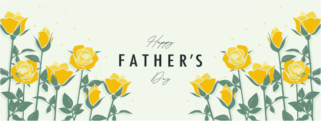 Wall Mural - 父の日　father's day　バラ　素材　バナー　フレーム　背景　ベクターイラスト　シンプル　おしゃれ
