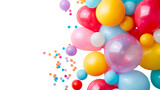 colorful party balloon decoration on transparent background