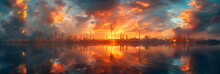 Oil Refinery Industrial Plant With Nature And Sky Background,  Oil And Gas Industry Refinery At Sunrise Factory Petrochemical Plant