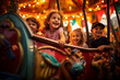 © Татьяна Евдокимова - Excited kids enjoy a colorful merry-go-round ride at a festive carnival