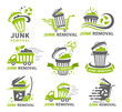 Junk removal solution service minimalist logo design template set vector flat illustration