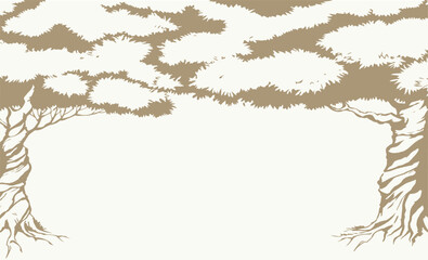 Sticker - Vector background. Frame from trees