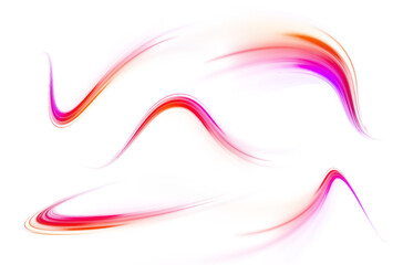 Poster - Set of neon speed lines on transparent background PNG. Big data traffic visualization, dynamic high speed data streaming traffic.	