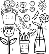 hand drawn cute doodles element for templates.