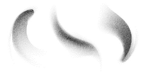 Dotwork abstract shapes, black grain texture, Abstract stipple sand effect, gradient from dots. Vector illustration.