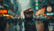 A symbol of defiance and determination - the raised fist communicates a call for change and empowerment.