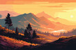 Mountains landscape at sunset vector illustration vector illustration. Generative AI