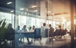 © melhak - business meeting - out of focus behind glass wall - office work illustration.