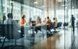 © melhak - business meeting - out of focus behind glass wall - office work illustration.