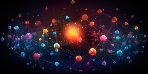 Poster - Central orb within a colorful network of connected nodes and vibrant connections