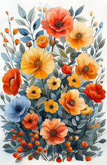 Wall Mural -  watercolor floral frame is available for wedding planners or designers