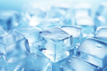 Poster - Smooth ice cubes light. Wet purity. Generate Ai