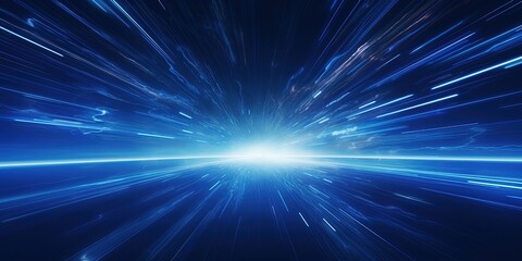 Leinwandbilder - Light speed, hyperspace, space warp background, in blue.