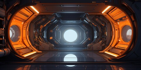 Poster - Scifi design external panels abstract. light color. illustration. Space station, spaceship, or starship Sci-fi style futuristic facility. surface abstract design.