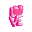 © megis - Love 3d pink text vector illustration design.