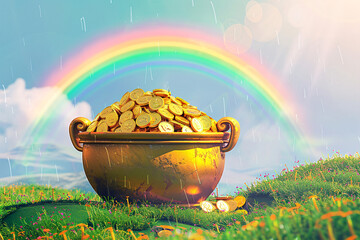 st patricks day, st patrick background, pot of gold coins