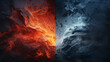 Ice and fire combine the abstract background in harmony
