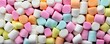 Colorful candy marshmallows. Pastel sweet treats. Spring, easter, jelly beans