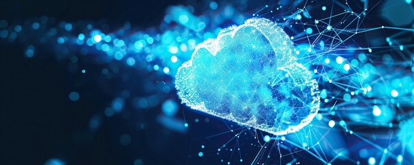 abstract blue clouds formed with lines and dots.