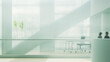 light blurred green background eco business center, office building inside interior, silhouettes of people blurred in motion