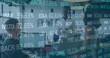 © vectorfusionart - Image of trading board over multiracial coworkers discussing reports in office