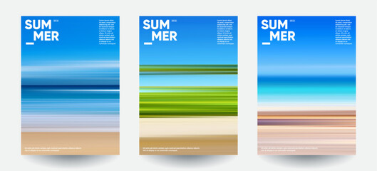 Poster - Summer backgrounds set. Creative gradients in summer colors. Ocean horizon, beach and sunsets.