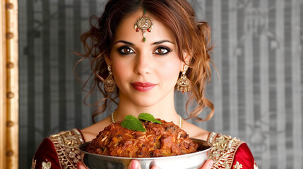 Poster - A woman showing home made dish