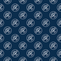 Poster - Satellite with Radiation symbol vector Nuclear Weapon in Space round seamless pattern in outline style
