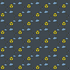 Poster - Space Based Nuclear Weapons and clouds vector colored seamless pattern