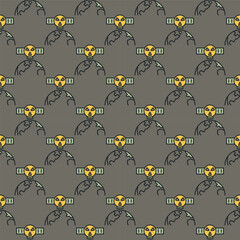 Poster - Satellite with Space Based Nuclear Weapon vector colored seamless pattern