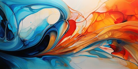 Wall Mural - Abstract art representing fluid shapes and colors waving elegantly, implying a sense of peace